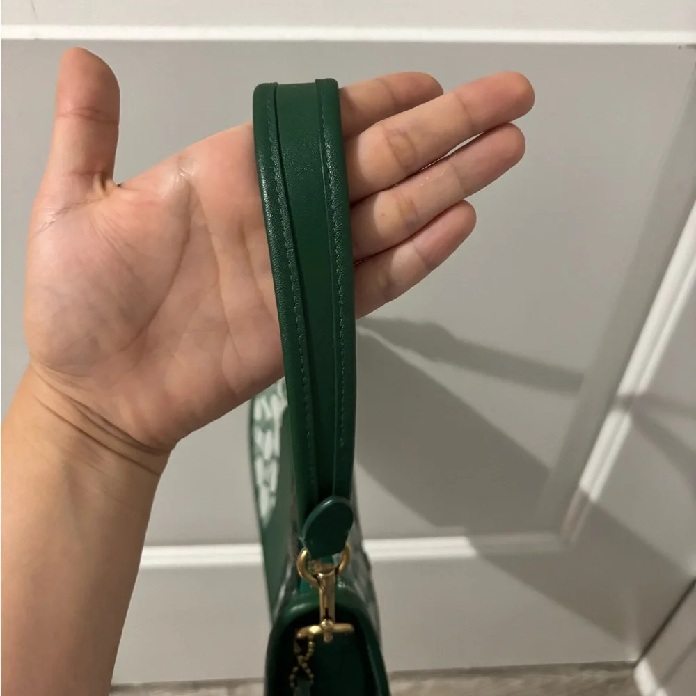 Coach Green Signature Jacquard Mini Swinger Baguette Shoulder Bag Rare Color - Picture 12 of 12